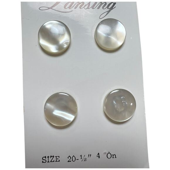 Vintage Lansing Pearly White Buttons Metal Closures NOS Card Iowa - Picture 2 of 3